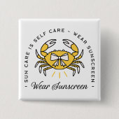 Draag zonnebrandcrème aanbrengen spf herinnering s vierkante button 5,1 cm (Voorkant)