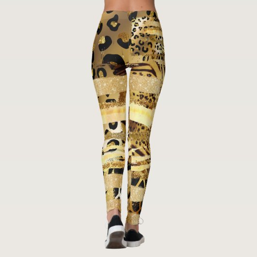 Draagbaar goudglitterpatroon leggings (Achterkant)