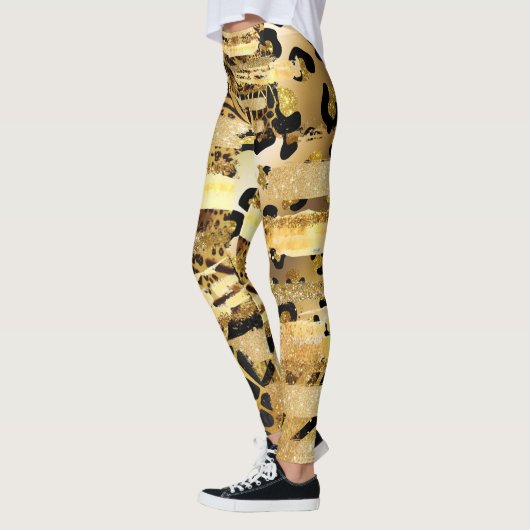Draagbaar goudglitterpatroon leggings (Links)
