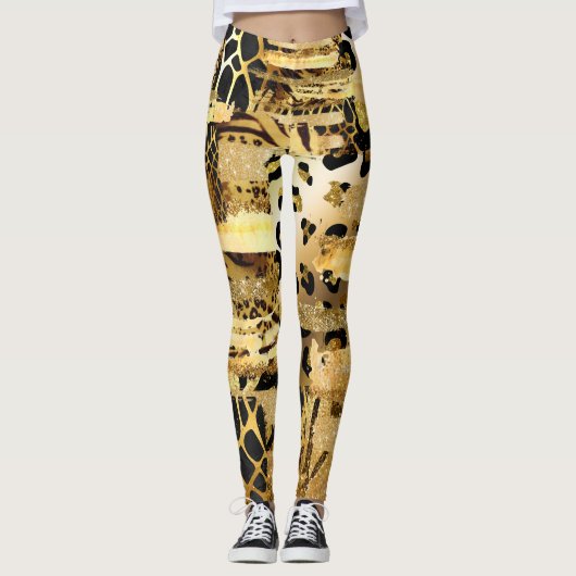 Draagbaar goudglitterpatroon leggings (Voorkant)