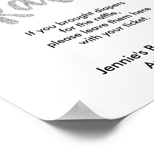 Draagbaar Raffle Silver Glitter Baby shower Displa Poster (Hoek)