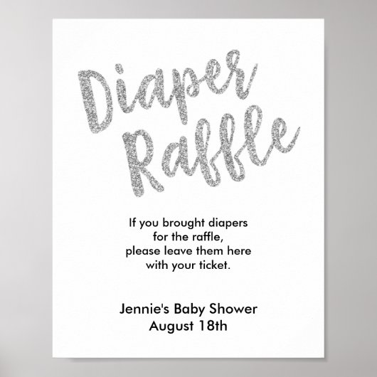 Draagbaar Raffle Silver Glitter Baby shower Displa Poster (Voorkant)