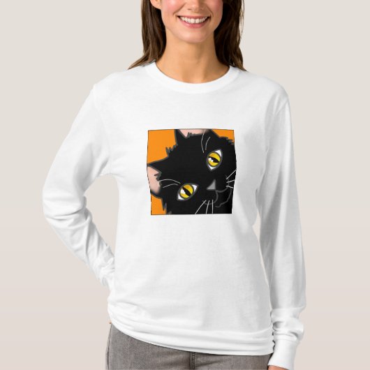 Draagbaar zwart Kat T-shirt (Voorkant)