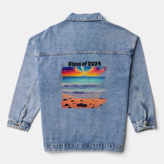 Draagbare Art Beach Afstuderen Denim Jacket (Achterkant)
