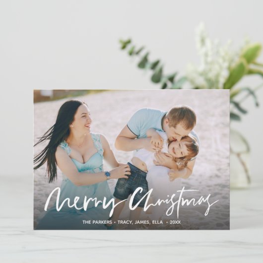 Draagbare kerstkaart met geborstelde hand kaart (Staand voorkant)