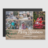 Draagbare kerstkaart voor de familie Rustisch hout (Voorkant / Achterkant)