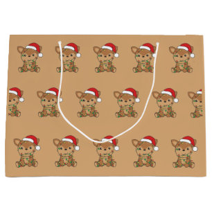 Draagbare kerstwinterdieren met grote cadeautas