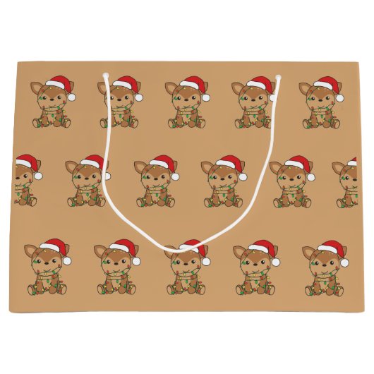 Draagbare kerstwinterdieren met grote cadeautas (Voorkant)