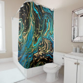 Draagbare kleuren Gold Aqua Showgordijn Douchegordijn (In situ)