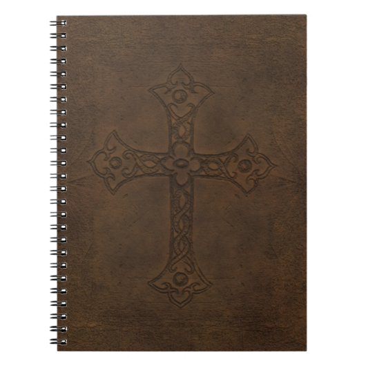 Draagbare lederen laptop met kruis notitieboek (Voorkant)