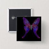 Draagbare levendige blauwe vlinder vierkante button 5,1 cm (Voorkant /achterkant)