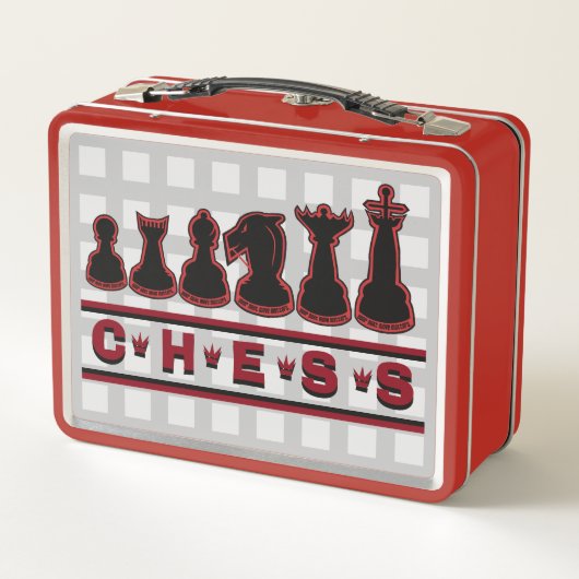 Draagbare schaakbord 2.0 metalen lunchbox (Achterkant)