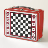 Draagbare schaakbord metalen lunchbox (Voorkant)