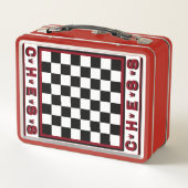 Draagbare schaakbord metalen lunchbox (Achterkant)