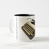 Draagbare schrijfmachine met adler Tippa Tweekleurige Koffiemok (Voorkant links)