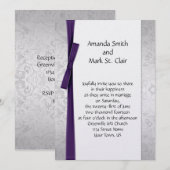 Draagbare Silver Damask Paarse Ribbon Bodembruildi Kaart (Voorkant / Achterkant)