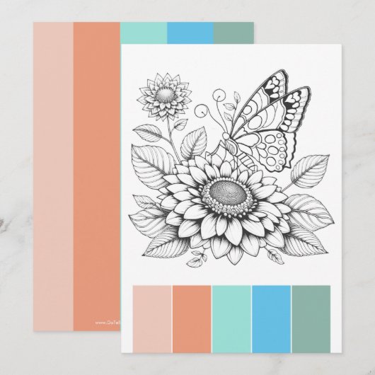 Draagbare Vlinder Kleurplaten Kaarten Kunsttherapi (Voorkant / Achterkant)