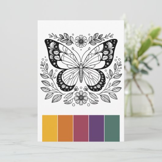 Draagbare Vlinder Kleurplaten Kaarten Kunsttherapi (Staand voorkant)