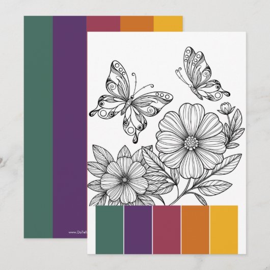 Draagbare Vlinder Kleurplaten Kaarten Kunsttherapi (Voorkant / Achterkant)