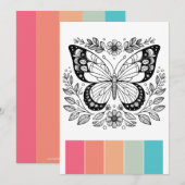 Draagbare Vlinder Kleurplaten Kaarten Kunsttherapi (Voorkant / Achterkant)