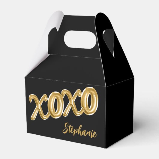 Draagbare XOXO Black Gold Foil ballon - Aangepast Bedankdoosjes (Voorkant Zijde)