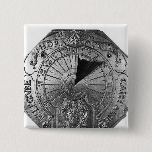 Draagbare zonnewijzer, van het gips Sierk 1756 Vierkante Button 5,1 Cm (Voorkant)