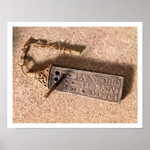 Draagbare zonnewijzer, zilver en goud, 10e eeuw (d poster