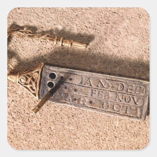 Draagbare zonnewijzer, zilver en goud, 10e eeuw (d vierkante sticker (Voorkant)