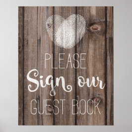 Draagboek bruiloft floral rustious wood trouwbord poster