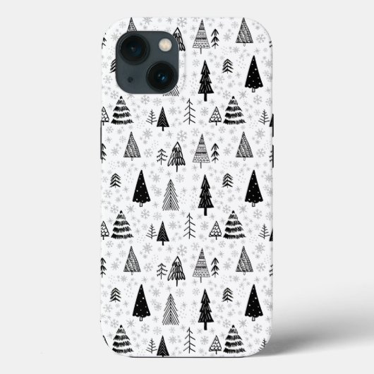 Draagbomen en sneeuwvlokken - zwart en wit patroon Case-Mate iPhone case (Achterkant)
