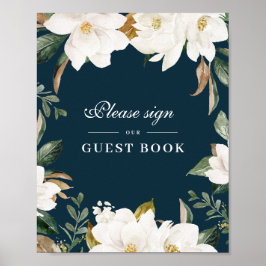 Draagbord van de Magnolia floral guestbook Poster