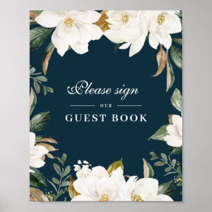 Draagbord van de Magnolia floral guestbook Poster
