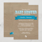 Draagbuik en blauwe lintjes, bijdedouche voor baby kaart (Voorkant / Achterkant)