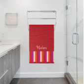 Draagdoek met trillende zomerStripes - diep rood Badhanddoek