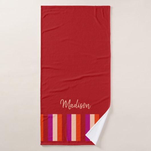 Draagdoek met trillende zomerStripes - diep rood Badhanddoek (Badhanddoek)