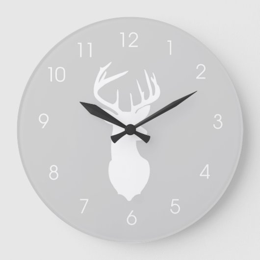 Draagkop Hunters Buck Wall Clock - Grijs Grote Klok (Voorkant)