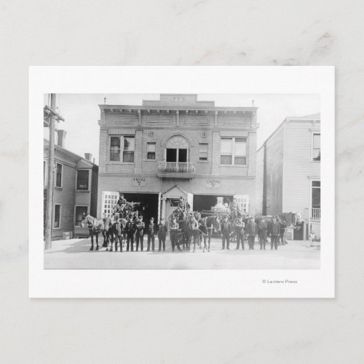 Draagland, OF Paarden met vuurstation en Mannen Briefkaart (Voorkant)