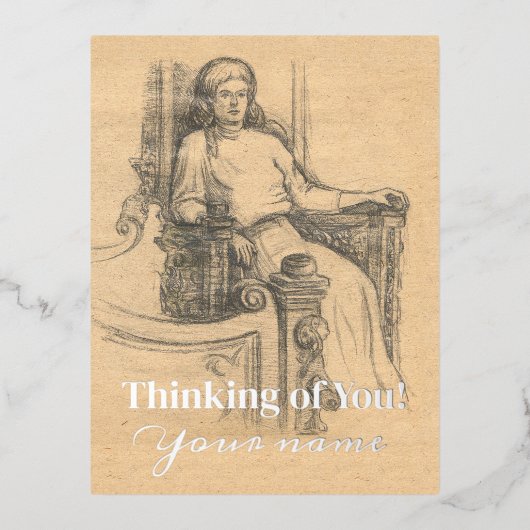 Draagpotloodgrafiek op het vliegtuig folie feestdagen briefkaart (Voorkant)