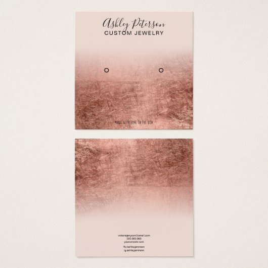 Draagscherm met blush roos gold folie  vierkante visitekaartjes (Voorkant /achterkant)