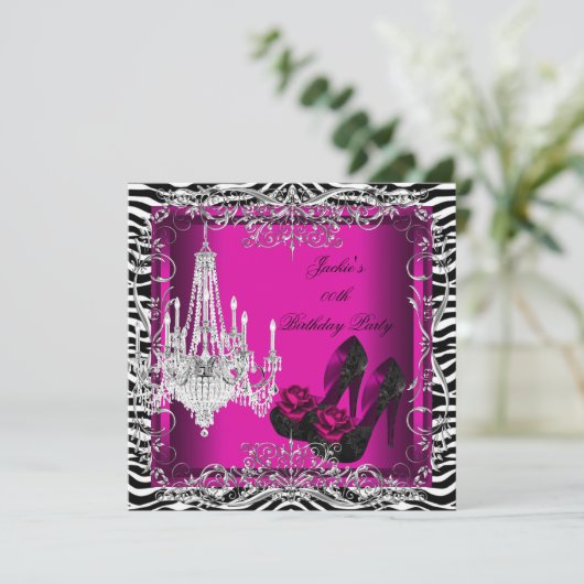 Draagschoeisel van de hotroze Zebra Afdrukpartij Kaart (Staand voorkant)