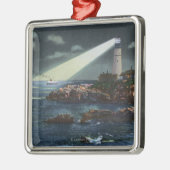 Draagse vuurtoren bij nacht metalen ornament (Links)