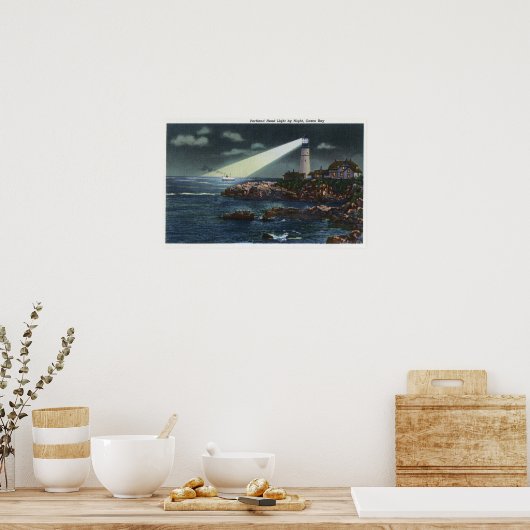 Draagse vuurtoren bij nacht poster (Keuken)