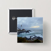 Draagse vuurtoren op zonsopgang vierkante button 5,1 cm (Voorkant /achterkant)