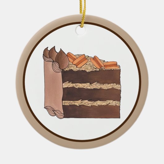 Draagstuk van de Duitse Chocolade Cake Slice Birth Keramisch Ornament (Voorkant)