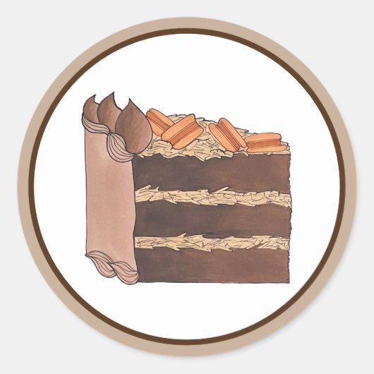 Draagstuk van de Duitse Chocolade Cake Slice Birth Ronde Sticker (Voorkant)