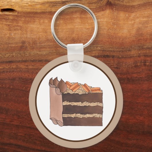 Draagstuk van de Duitse Chocolade Cake Slice Birth Sleutelhanger (Voorkant)