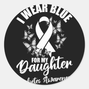 Draagt Blauw Voor Diabetesbewustzijn Dochter Novem Ronde Sticker
