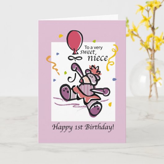 Draagt de 1st Verjaardag van de nicht Ballon Kaart (Gele Bloem)