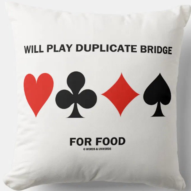 Draagt duplo voor voedingskaarten van 4 kaarten kussen (Showcase your wry duplicate bridge player side with this throw pillow!)