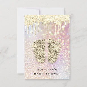 Draagt Glitter Baby shower Feet Gold Blush Girl Bo Kaart